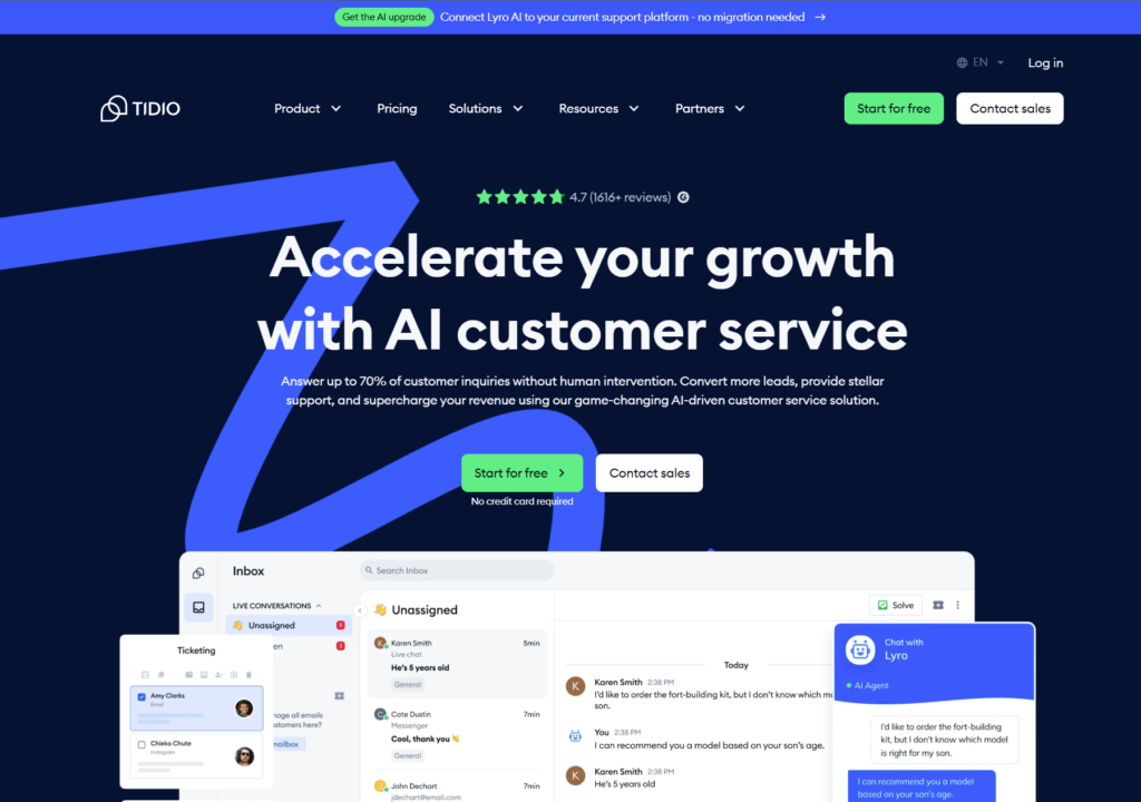 Tidio – Live Chat & AI Chatbots
